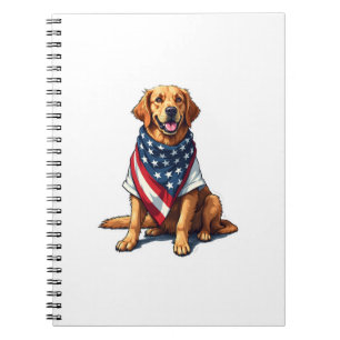 Amerikaanse Vlag Gegraveerde Golden Retriever Hond Notitieboek