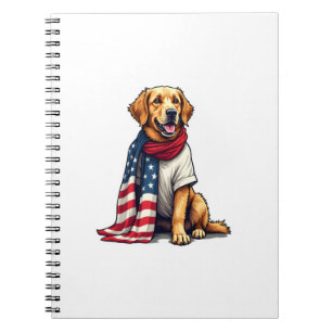 Amerikaanse Vlag Gegraveerde Golden Retriever Hond Notitieboek