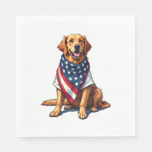 Amerikaanse Vlag Gegraveerde Golden Retriever Hond Servet