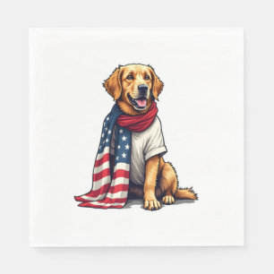 Amerikaanse Vlag Gegraveerde Golden Retriever Hond Servet