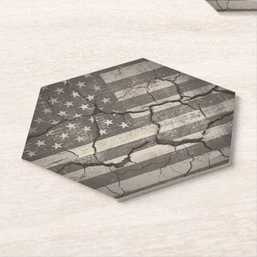  Amerikaanse vlag gekraakt Kartonnen Onderzetters (Schuin)