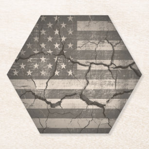  Amerikaanse vlag gekraakt Kartonnen Onderzetters