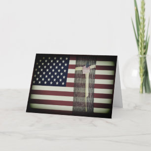 Amerikaanse Vlag/ Gele Lint Militaire Wenskaart Kaart