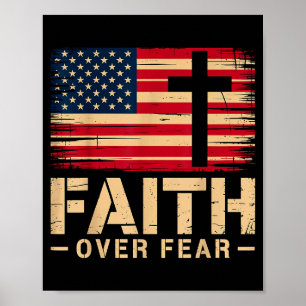 Amerikaanse Vlag Geloof Boven Angst Christen Poster