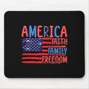 Amerikaanse Vlag Geloof Familie Vrijheid 4 juli In Muismat