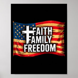 Amerikaanse Vlag Geloof Familie Vrijheid Christen Poster