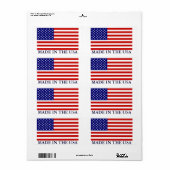 Amerikaanse vlag gemaakt in het label 1 van de Ver (Full Sheet)