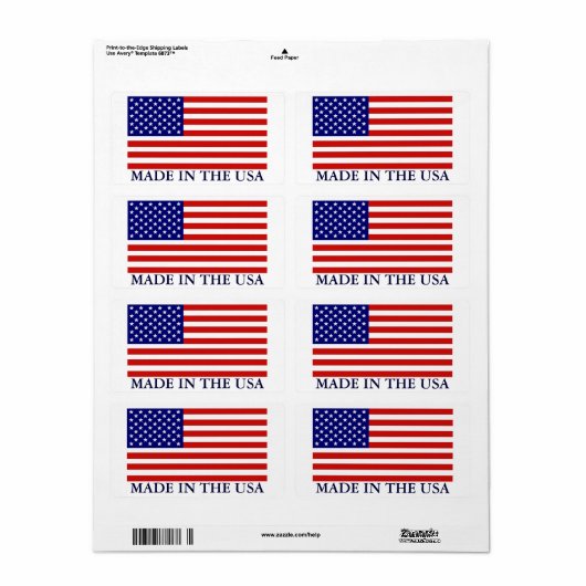 Amerikaanse vlag gemaakt in het label 1 van de Ver (Full Sheet)