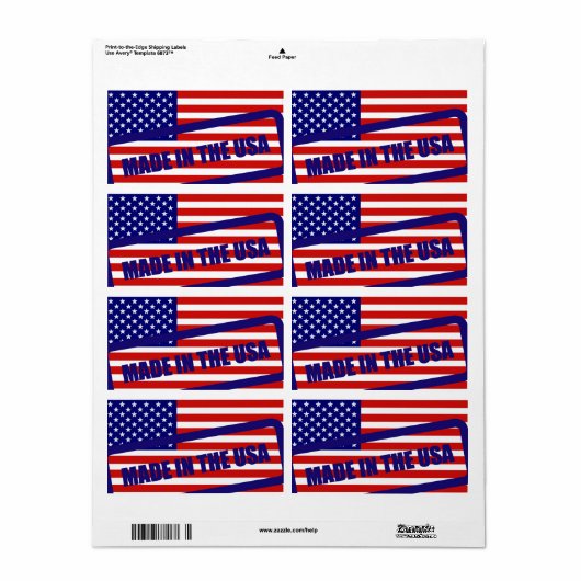 Amerikaanse vlag gemaakt in VS Label 2 (Full Sheet)