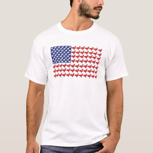 Amerikaanse vlag gemaakt van eenden t-shirt (Voorkant)