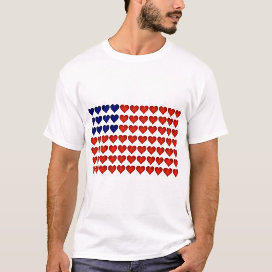 Amerikaanse vlag gemaakt van hart t-shirt (Voorkant)