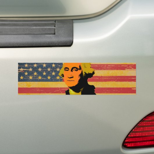 Amerikaanse vlag George Washington Bumpersticker (Op auto)