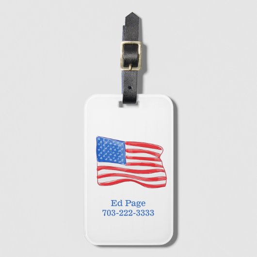 Amerikaanse vlag gepersonaliseerd bagagelabel (Voorkant (verticaal))