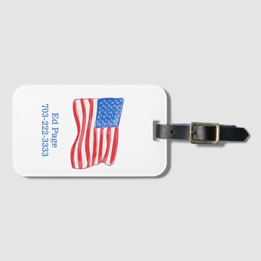 Amerikaanse vlag gepersonaliseerd bagagelabel (Voorkant (horizontaal))