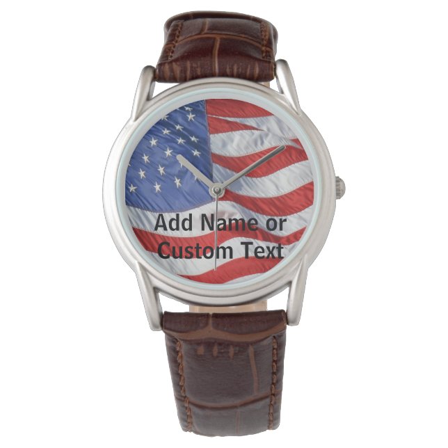 Amerikaanse vlag gepersonaliseerd Mannen Horloge (Voorkant)