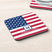 Amerikaanse vlag Gepersonaliseerd monogram 4 juli Bier Onderzetter (Linkerzijde)