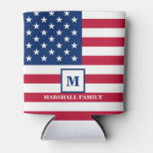 Amerikaanse vlag Gepersonaliseerd monogram 4 juli Blikjeskoeler (Voorkant)