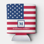 Amerikaanse vlag Gepersonaliseerd monogram 4 juli Blikjeskoeler (Achterkant)