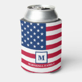 Amerikaanse vlag Gepersonaliseerd monogram 4 juli Blikjeskoeler (Blikje Achterkant)