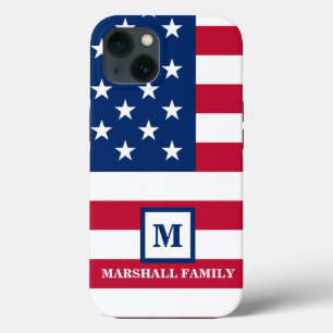 Amerikaanse vlag Gepersonaliseerd monogram 4 juli Case-Mate iPhone Case