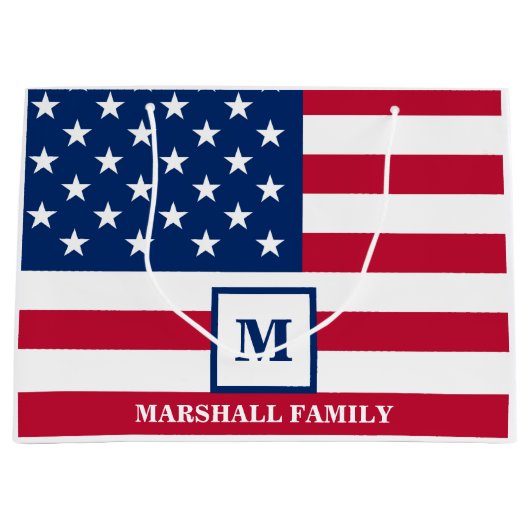 Amerikaanse vlag Gepersonaliseerd monogram 4 juli Groot Cadeauzakje (Voorkant)
