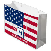 Amerikaanse vlag Gepersonaliseerd monogram 4 juli Groot Cadeauzakje (Achterkant Gekanteld)