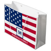 Amerikaanse vlag Gepersonaliseerd monogram 4 juli Groot Cadeauzakje (Voorkant Gekanteld)