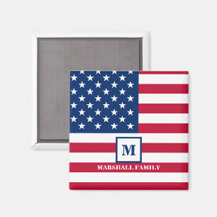 Amerikaanse vlag Gepersonaliseerd monogram 4 juli Magneet