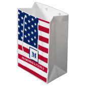 Amerikaanse vlag Gepersonaliseerd monogram 4 juli Medium Cadeauzakje (Voorkant Gekanteld)