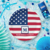 Amerikaanse vlag Gepersonaliseerd monogram 4 juli Papieren Bordje (Feest)