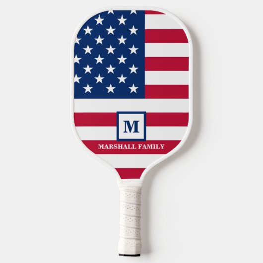 Amerikaanse vlag Gepersonaliseerd monogram 4 juli Pickleball Paddle (Achterkant)