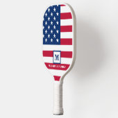 Amerikaanse vlag Gepersonaliseerd monogram 4 juli Pickleball Paddle (Links)