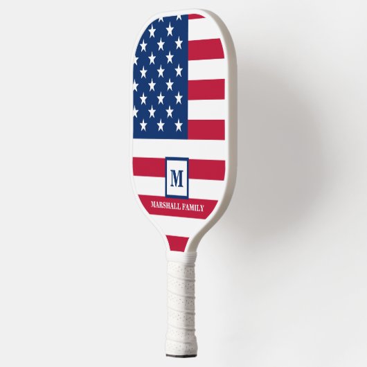 Amerikaanse vlag Gepersonaliseerd monogram 4 juli Pickleball Paddle (Links)