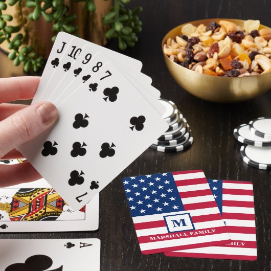 Amerikaanse vlag Gepersonaliseerd monogram 4 juli Pokerkaarten (Insitu)