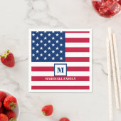 Amerikaanse vlag Gepersonaliseerd monogram 4 juli Servet (Insitu)