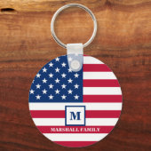 Amerikaanse vlag Gepersonaliseerd monogram 4 juli Sleutelhanger (Voorkant)