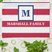 Amerikaanse vlag Gepersonaliseerd monogram 4 juli Theedoek (Gevouwen)