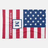 Amerikaanse vlag Gepersonaliseerd monogram 4 juli Theedoek (Horizontaal)