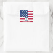 Amerikaanse vlag Gepersonaliseerd monogram 4 juli Vierkante Sticker (Tas)