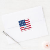 Amerikaanse vlag Gepersonaliseerd monogram 4 juli Vierkante Sticker (Envelop)