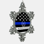 Amerikaanse vlag Gepersonaliseerd monogram van pol Tin Sneeuwvlok Ornament (Links)