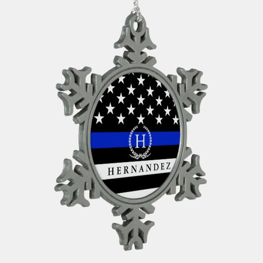 Amerikaanse vlag Gepersonaliseerd monogram van pol Tin Sneeuwvlok Ornament (Links)