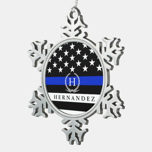 Amerikaanse vlag Gepersonaliseerd monogram van pol Tin Sneeuwvlok Ornament (Rechts)