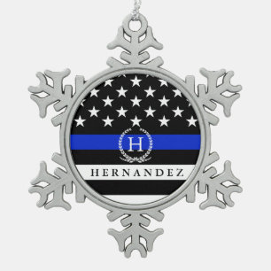 Amerikaanse vlag Gepersonaliseerd monogram van pol Tin Sneeuwvlok Ornament