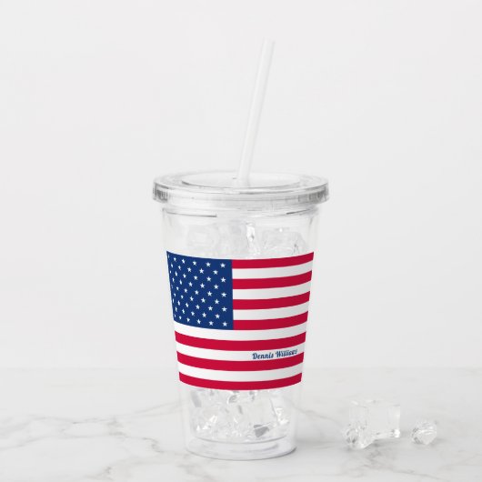 Amerikaanse vlag | Gepersonaliseerd patriottisch Acryl Drinkbeker (Achterkant ijs)