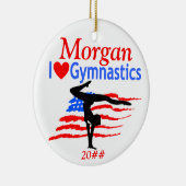 AMERIKAANSE VLAG GEPERSONALISEERDE GYMNAST ORNAMEN KERAMISCH ORNAMENT (Rechts)