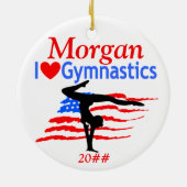 AMERIKAANSE VLAG GEPERSONALISEERDE GYMNAST ORNAMEN KERAMISCH ORNAMENT (Achterkant)