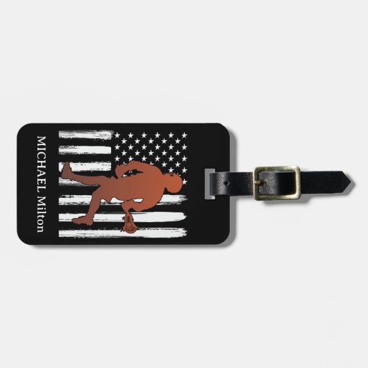 Amerikaanse vlag gepersonaliseerde lacrosse bagagelabel (Voorkant horizontaal)