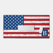 Amerikaanse vlag Gepersonaliseerde Monogram Milita Bureaumat (Keyboard & Muis)