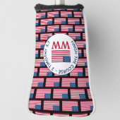AMERIKAANSE Vlag Gepersonaliseerde MONOGRAM Putter Golfheadcover (Draai 90)